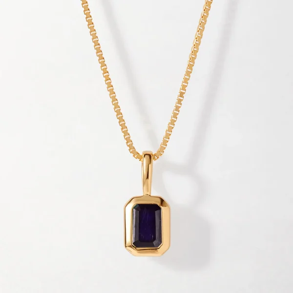 Deco Blue Sapphire September Birthstone Necklace