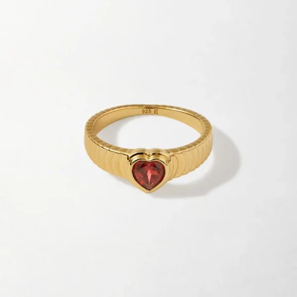 Heart Red Garnet Ring